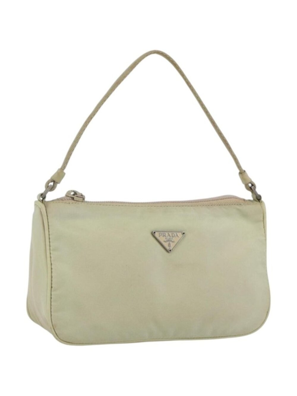 PRADA Accessory Pouch Nylon Beige Silver